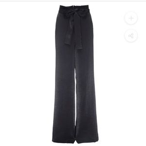 Misa black satin wide leg pant